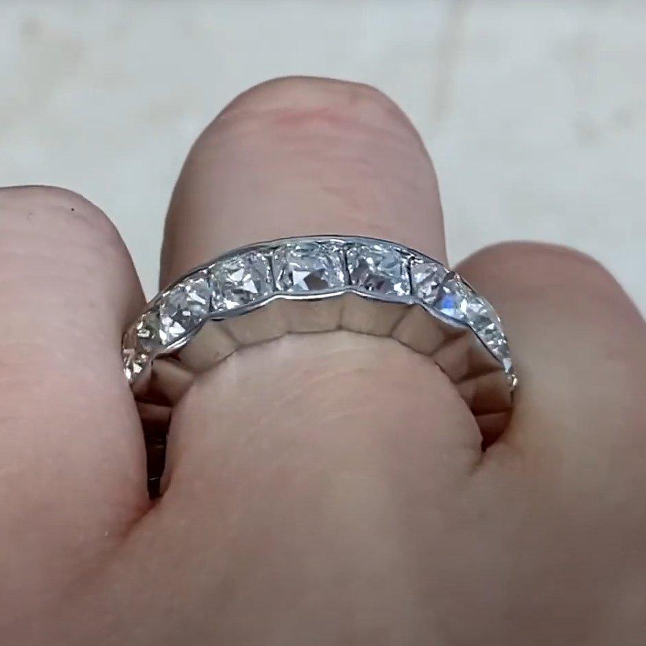 Anillo antiguo de diamantes talla cojín (aprox. 6,20 quilates), color G-H, platino Corte cojín antiguo en venta