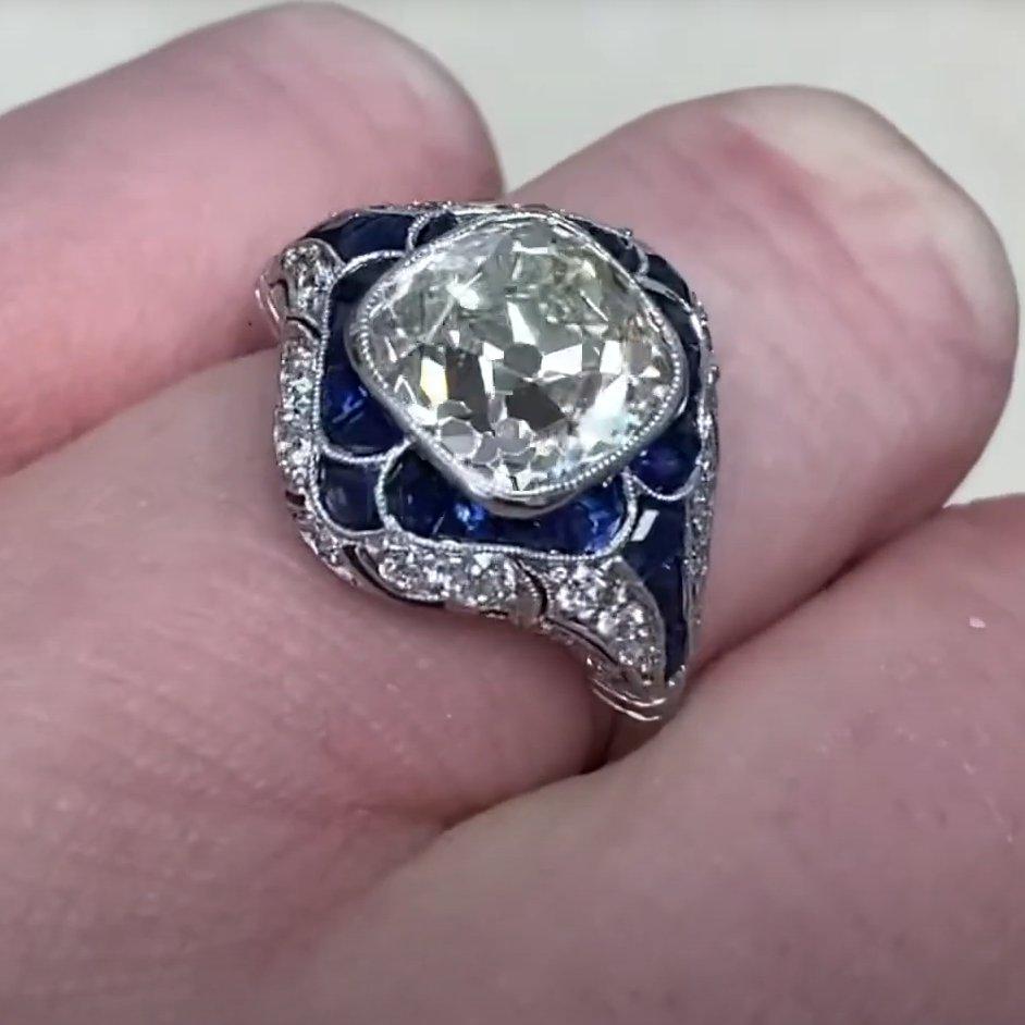De las mujeres Anillo de compromiso de diamantes talla cojín antiguos (aprox. 3,30 quilates), platino en venta