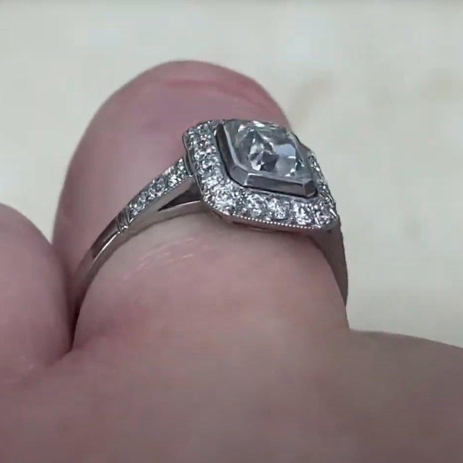 Anillo de compromiso de diamantes talla cojín antiguos (GIA aprox. 1.00 quilates), platino Corte cojín antiguo en venta