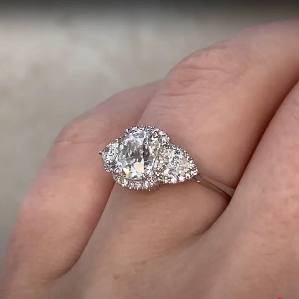 Art déco Bague de fiançailles en platine, diamant antique taille coussin (GIA environ 1.2 carats) en vente