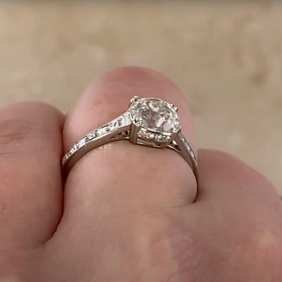 Antique Cushion Cut Diamond (GIA Approx 1.60-Carats) Engagement Ring, Platinum In Excellent Condition For Sale In New York, NY