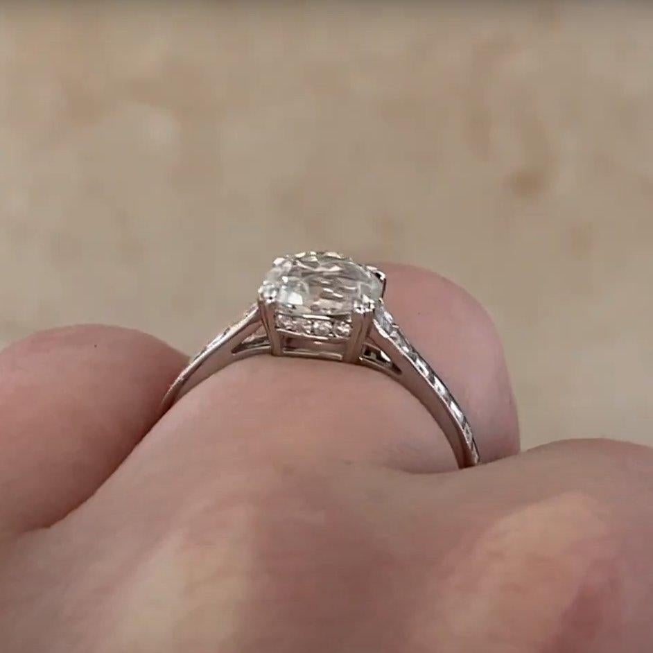 Women's Antique Cushion Cut Diamond (GIA Approx 1.60-Carats) Engagement Ring, Platinum For Sale