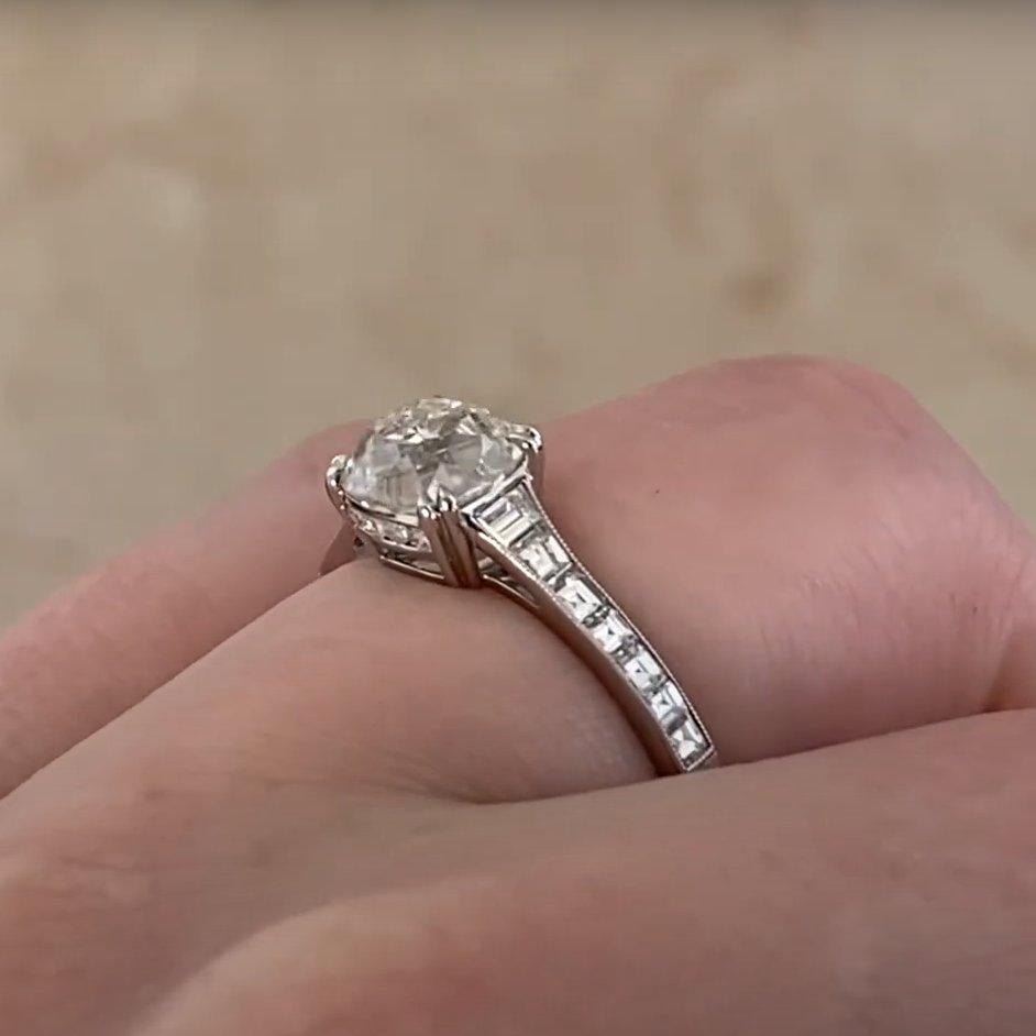 Antique Cushion Cut Diamond (GIA Approx 1.60-Carats) Engagement Ring, Platinum For Sale 1