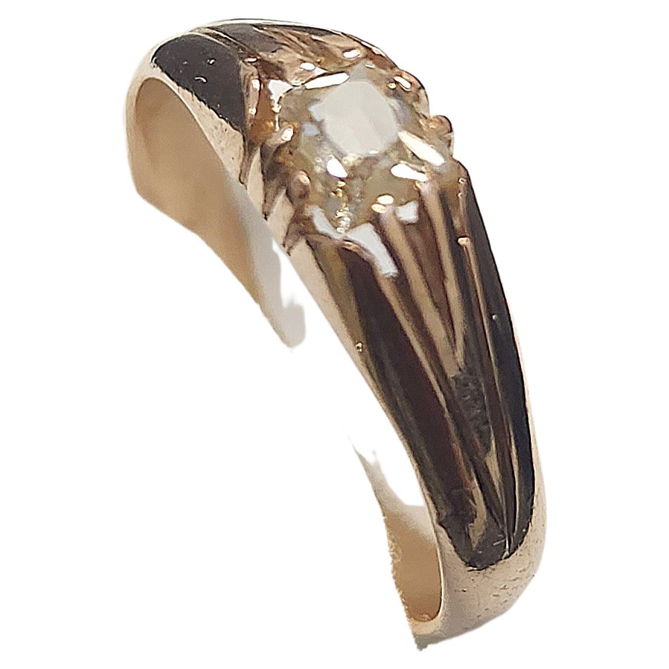 Antiker Diamant Gold Solitär Ring mit Kissenschliff im Angebot 2