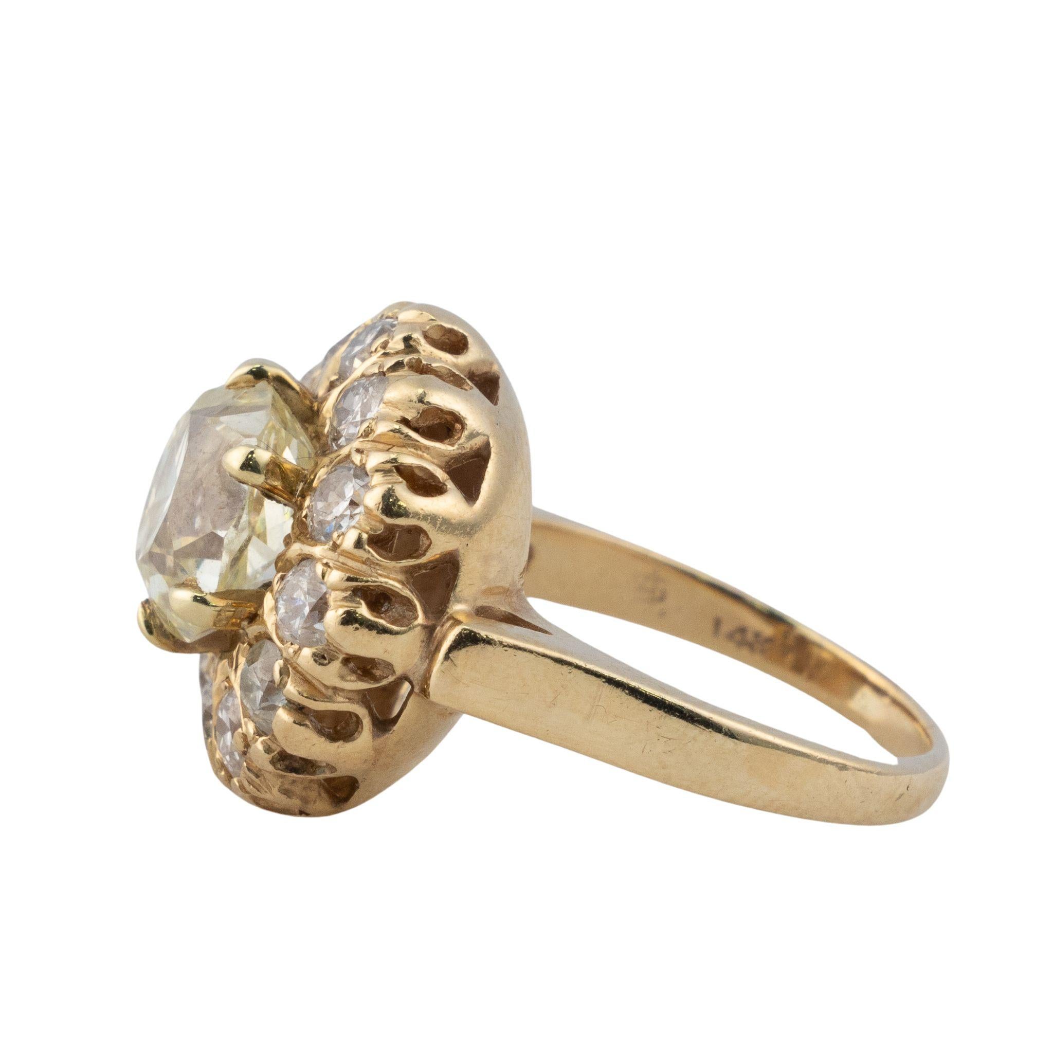 Cushion Cut Vintage Cushion-Cut Diamond Halo Ring For Sale