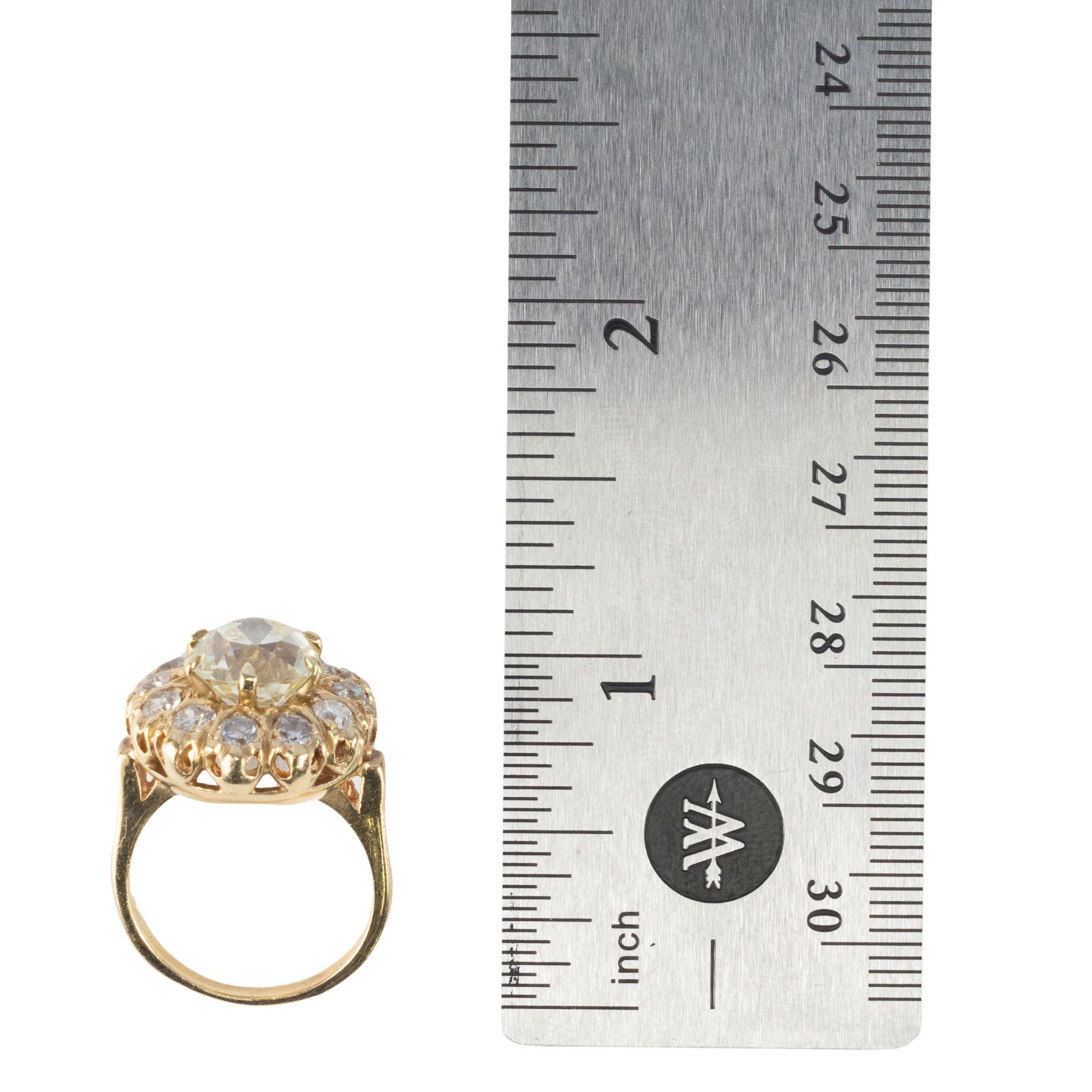 Vintage Cushion-Cut Diamond Halo Ring In Excellent Condition For Sale In New York, NY