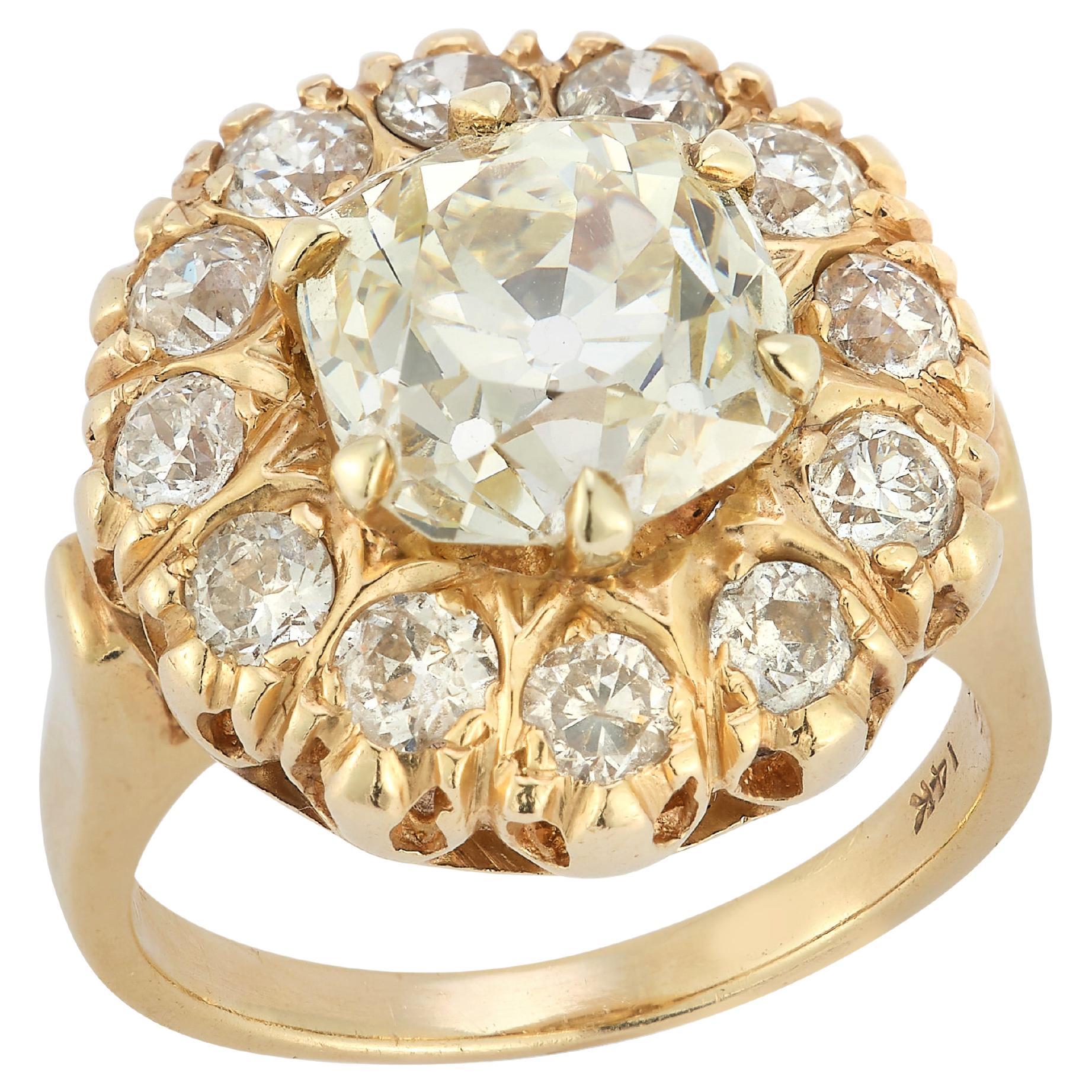 Vintage Cushion-Cut Diamond Halo Ring