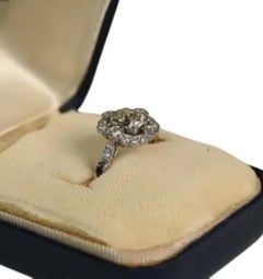 Diamond Halo Platinum Engagement Ring. 0.70ct Cushion Cut Diamond Platinum I VS2