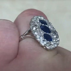 Antique Cushion Sapphire Ring (Approx. 1-Carat) Platinum, Circa 1910