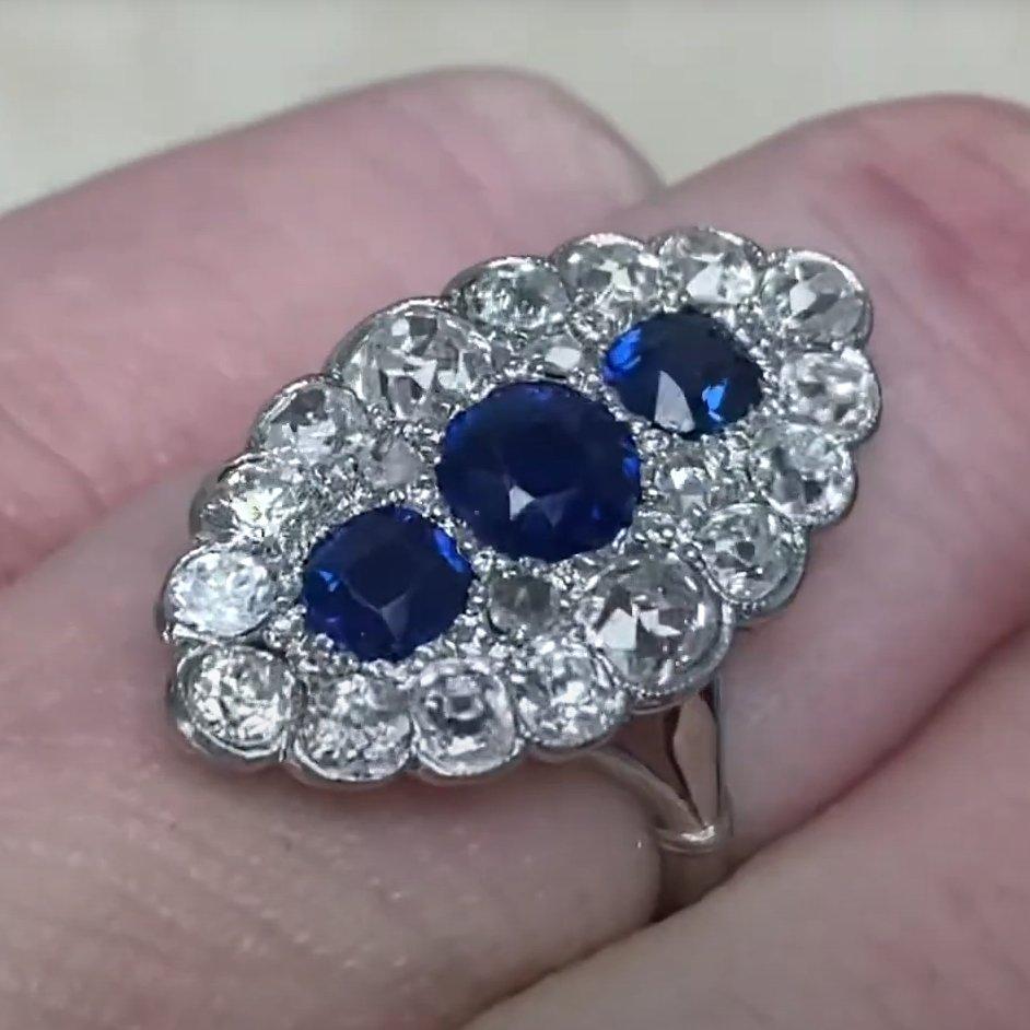 De las mujeres Anillo antiguo de zafiro talla cojín (aprox. 1 quilate), platino, circa 1910 en venta