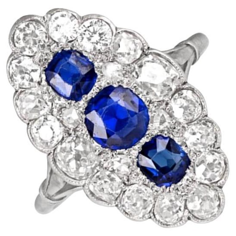 Antique Cushioncut Sapphire Ring, Platinum, Circa 1910 For Sale at 1stDibs