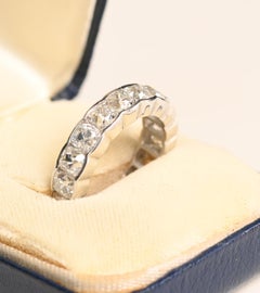 Cushion Cut Diamond Eternity Wedding Band. 6.20 TCW Cushion Platinum Band G-H VS