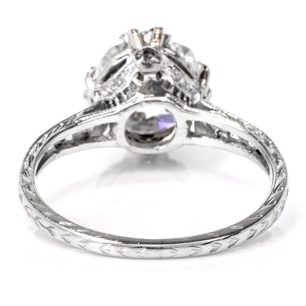 Antique Cushion Diamond Platinum Engagement Ring 2
