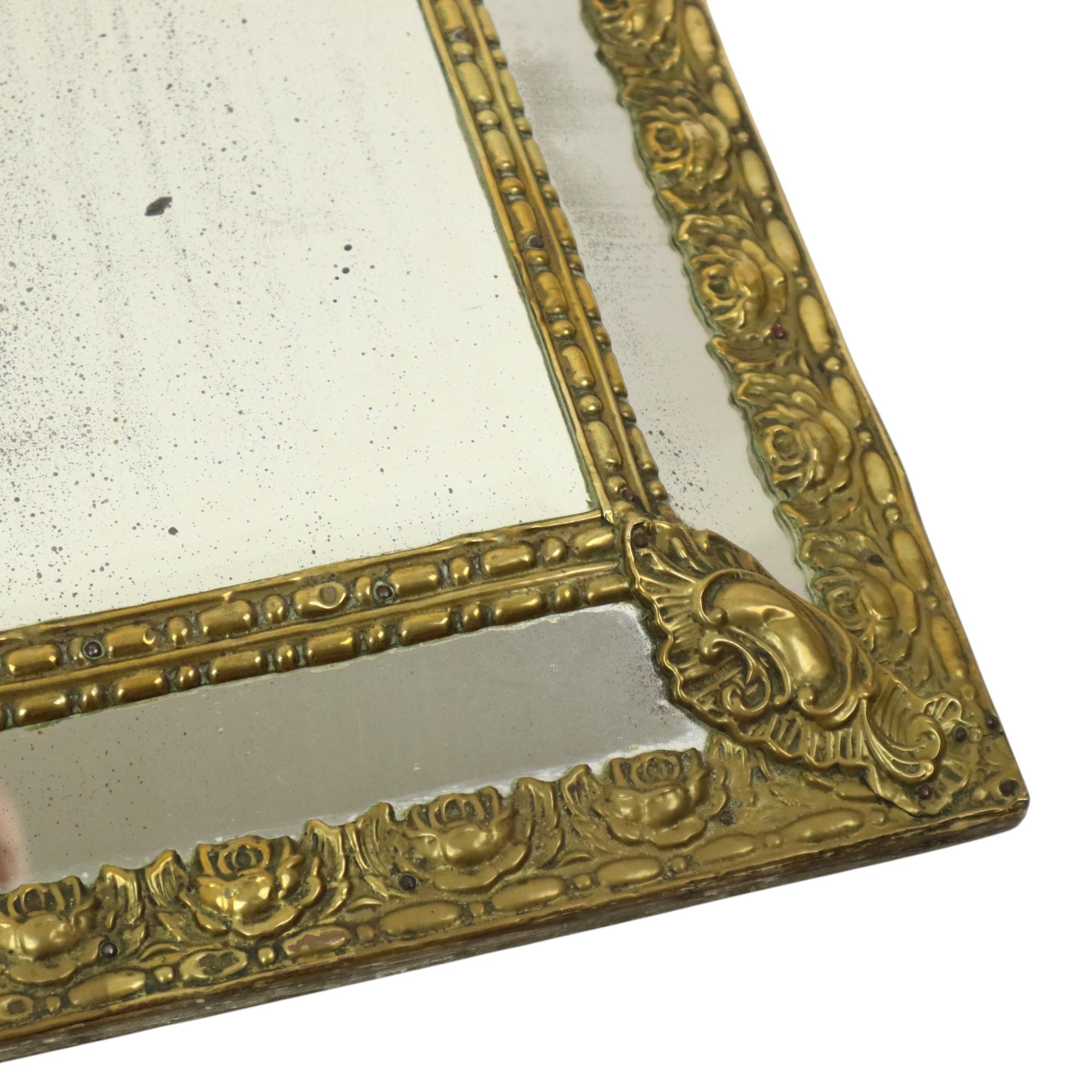 Antique Cushion Mirror Repousse Mirror Facet France 19th Century For Sale 5