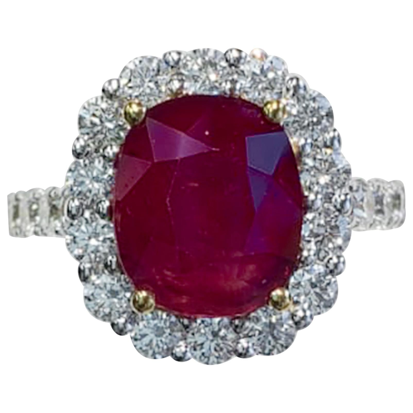 Antique, Cushion Ruby Multi-Diamond Fashion/Fancy Ring