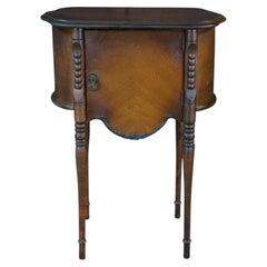 Antique Cushman Walnut Tobacco Humidor Cabinet Side Table Parlor Smoke Stand