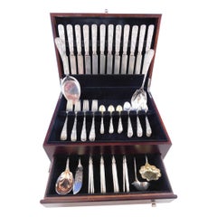 Antique Custom Engraved by Tiffany Sterling Silver Flatware Set Service 67 Pcs