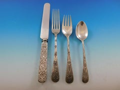 Antique Custom Engraved by Tiffany Sterling Silver Flatware Set Service 79 Pcs