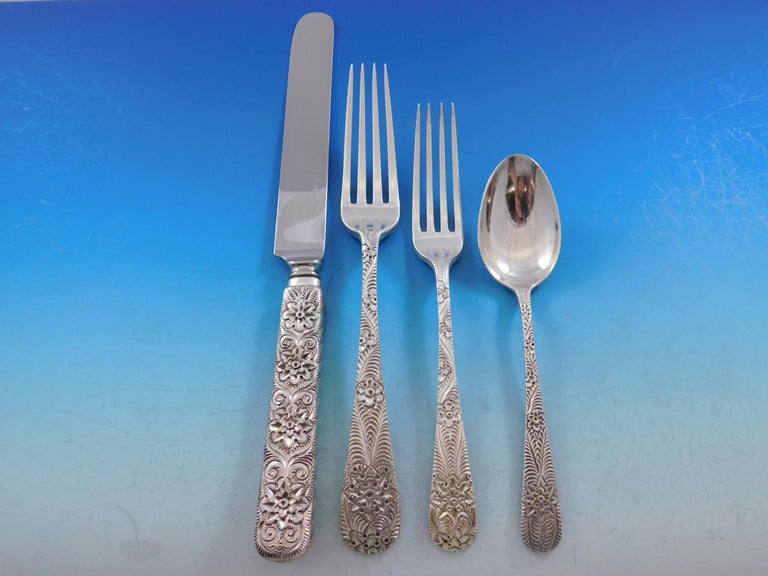 Antique Custom Engraved by Tiffany Sterling Silver Flatware Set Service 85  Pcs For Sale at 1stDibs | antique sterling silver silverware set, engraved  silverware set, antique sterling silver flatware