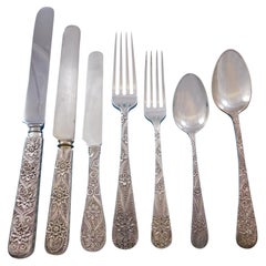 Antique Custom Engraved by Tiffany Sterling Silver Flatware Set Service 85 Pcs