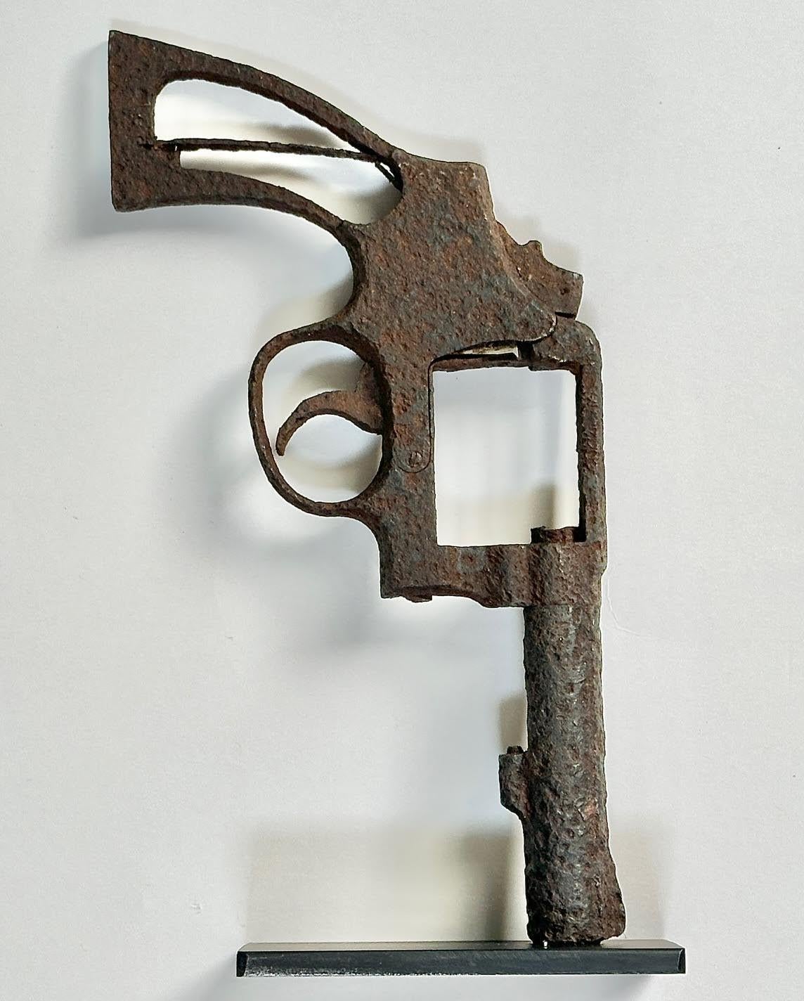 American Classical Antique Custom Mounted Old Police Model Colt 38 Pistol Frame (inoperable) For Sale