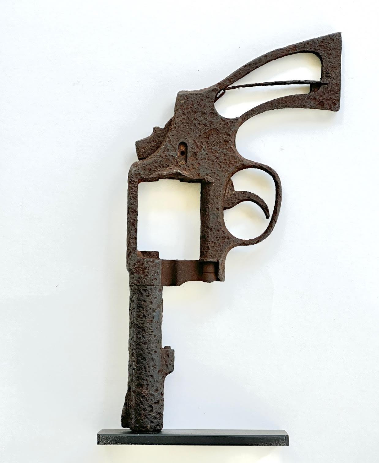 Antique Custom Mounted Old Police Model Colt 38 Pistol Frame (inoperable) In Distressed Condition For Sale In Stamford, CT