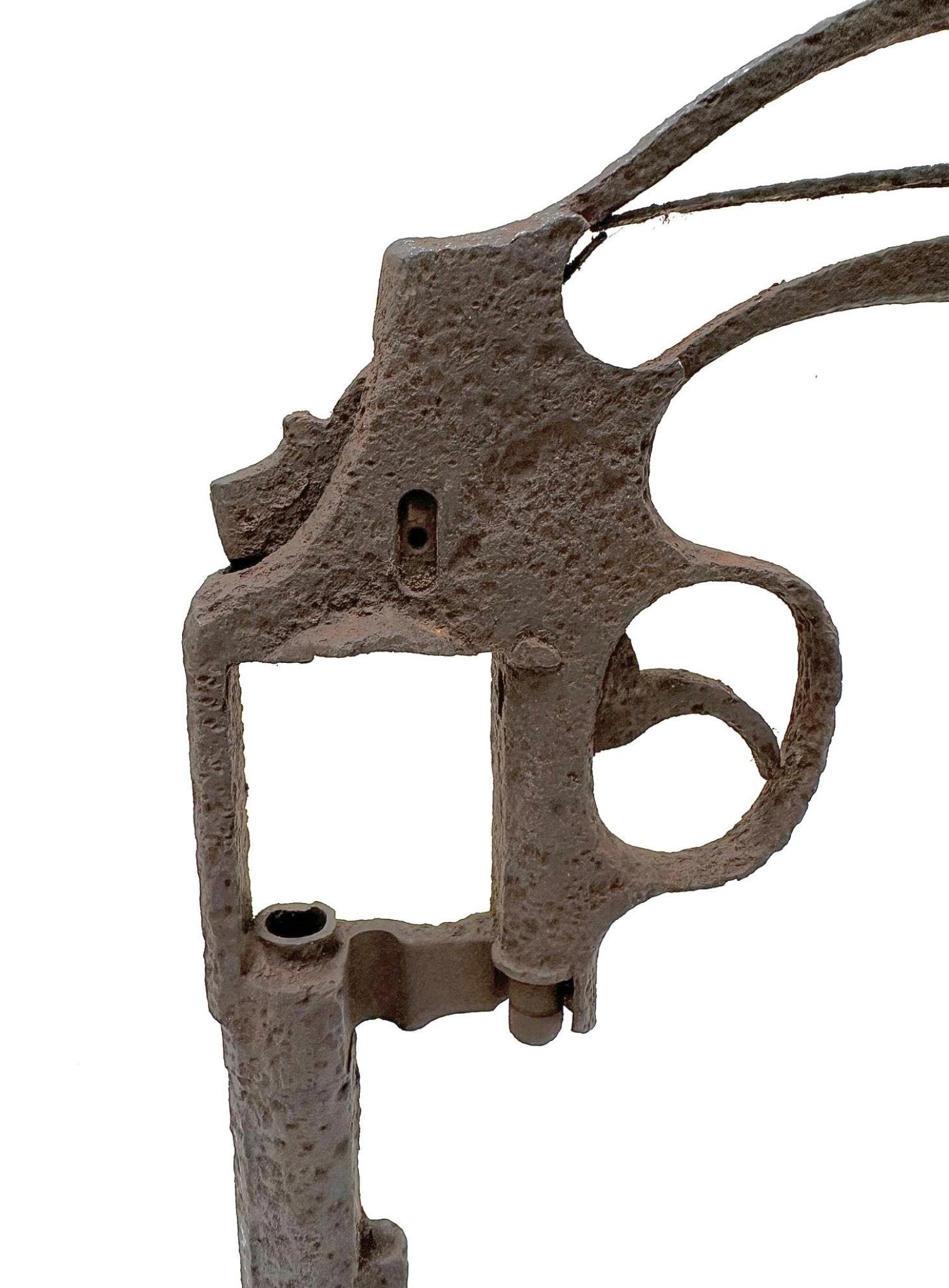 Mid-20th Century Antique Custom Mounted Old Police Model Colt 38 Pistol Frame (inoperable) For Sale