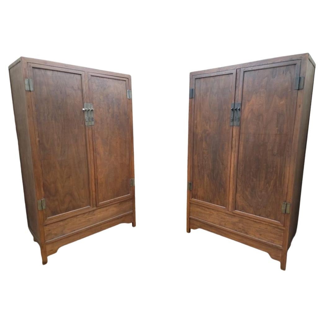 Antique Custom Shanxi Province Elmwood Cabinet - Pair