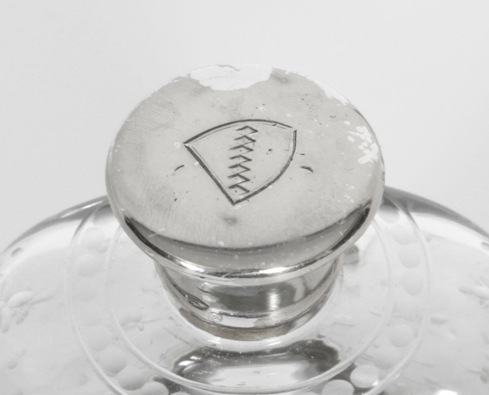 Antique Cut Crystal and Sterling Silver Hip Flask 1867 19th C 7