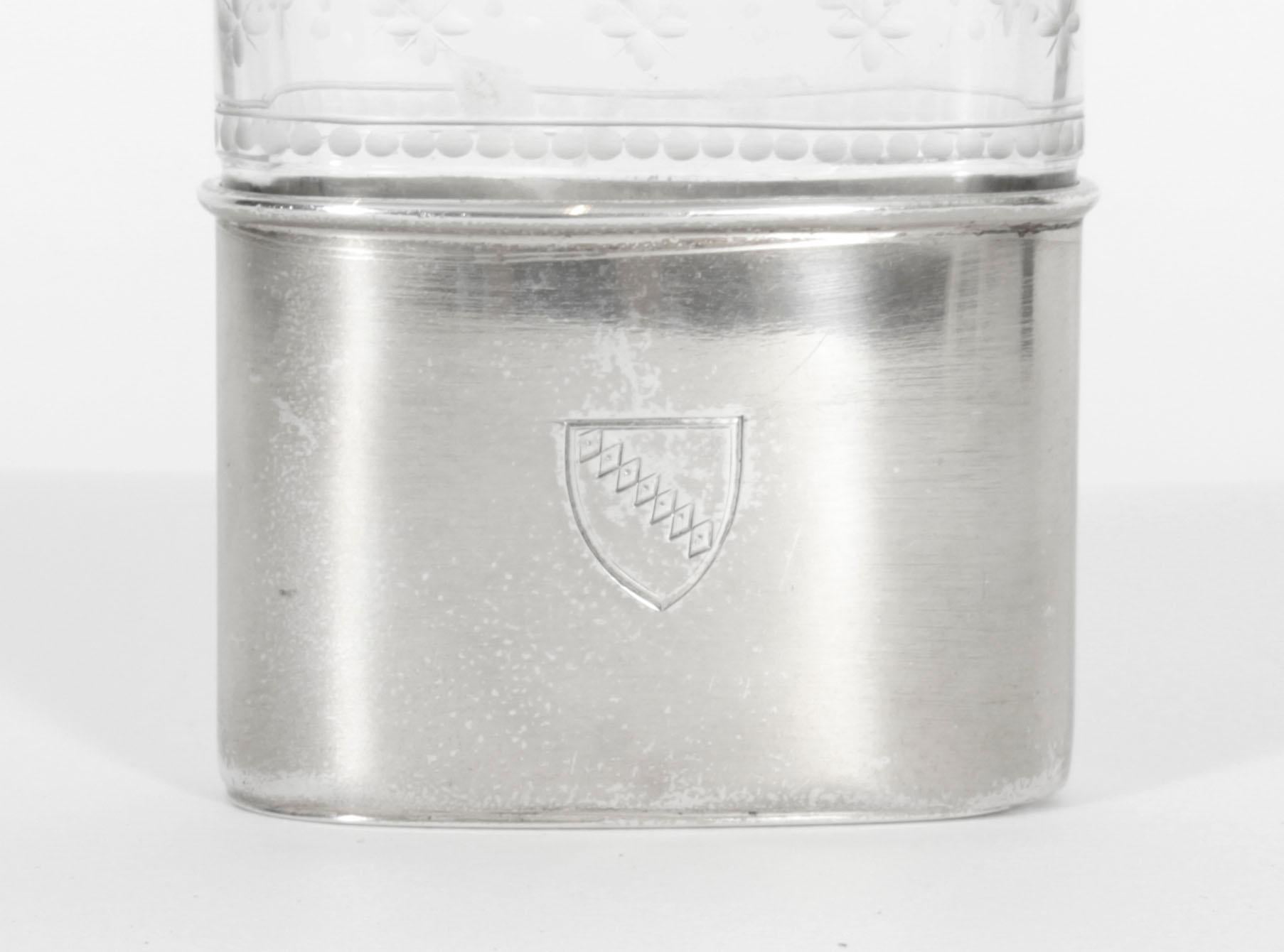 A truly superb antique Victorian sterling silver and cut crystal glass hip flask - hallmarked London 1867 and the retailers mark for Jenner, of St. James's London.
 
The glass has beautiful engraved decoration.
 
An excellent gift idea for many