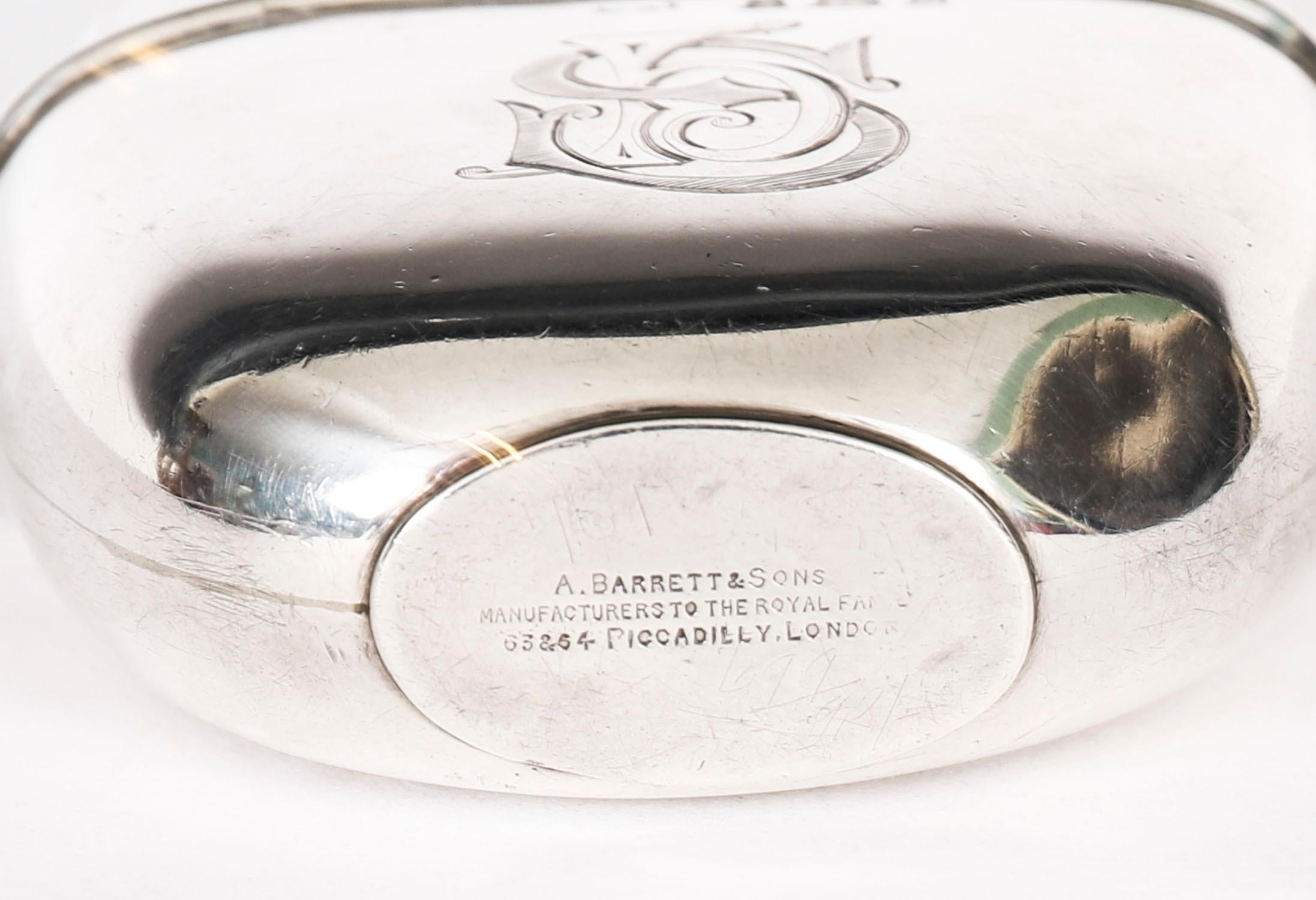 Antique Cut Crystal and Sterling Silver Hip Flask Dated 1900 Asprey For Sale 5