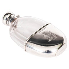 Antique Cut Crystal and Sterling Silver Hip Flask Dated 1900 Asprey