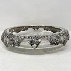 Antique Cut Crystal Bowl with Continental Sterling Silver Mount Circa 1880-1890