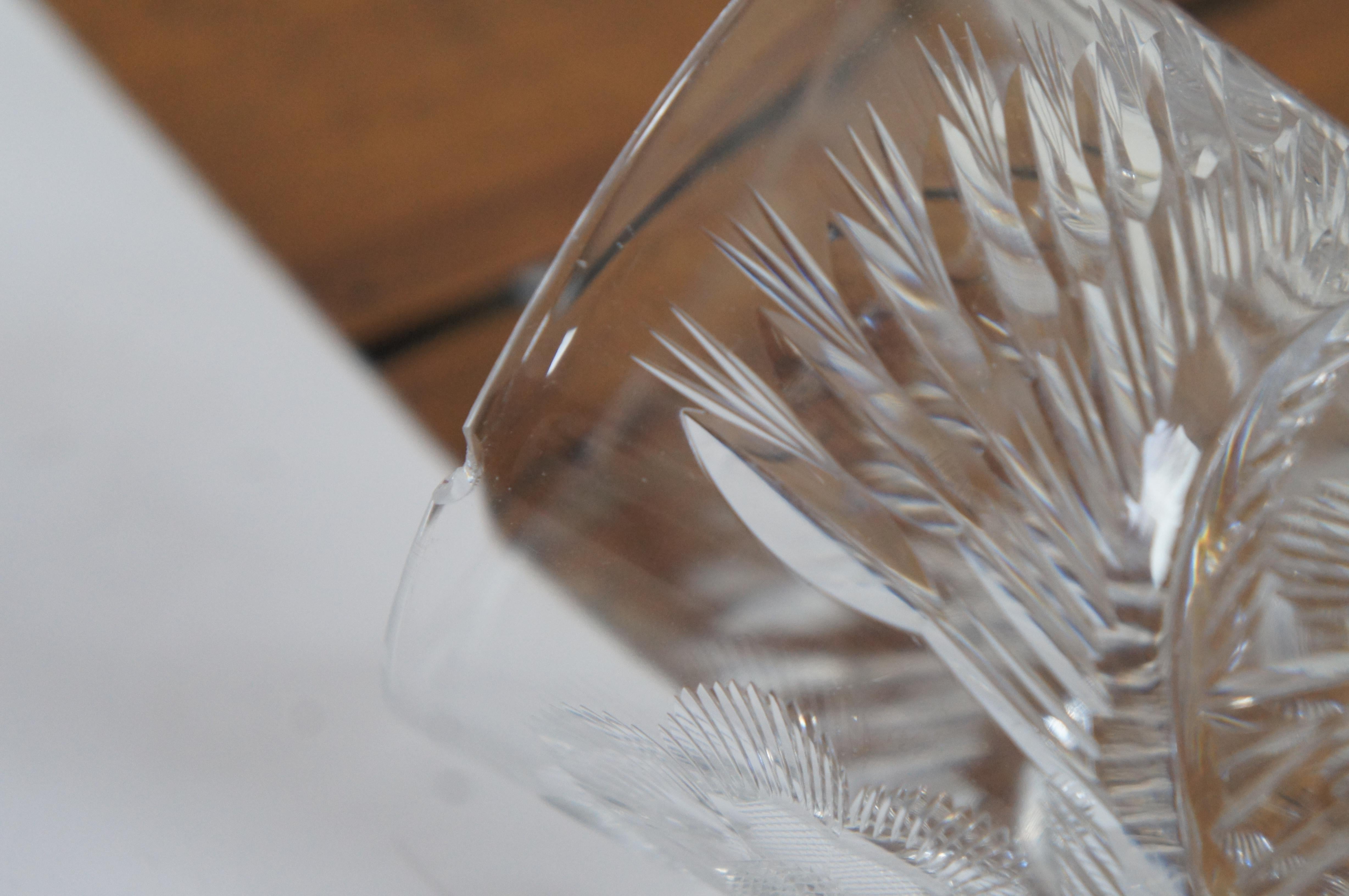 Antique Cut Crystal Floral Daisy Bar Drink Serving Pitcher & 6 Glasses  For Sale 5