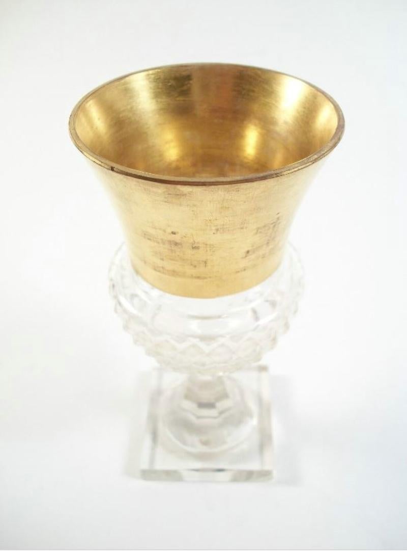 Unknown Antique Cut Crystal & Gilt Sherry Goblet, Thistle Shaped, Late 19th Century