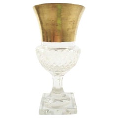 Antique Cut Crystal & Gilt Sherry Goblet, Thistle Shaped, Late 19th Century