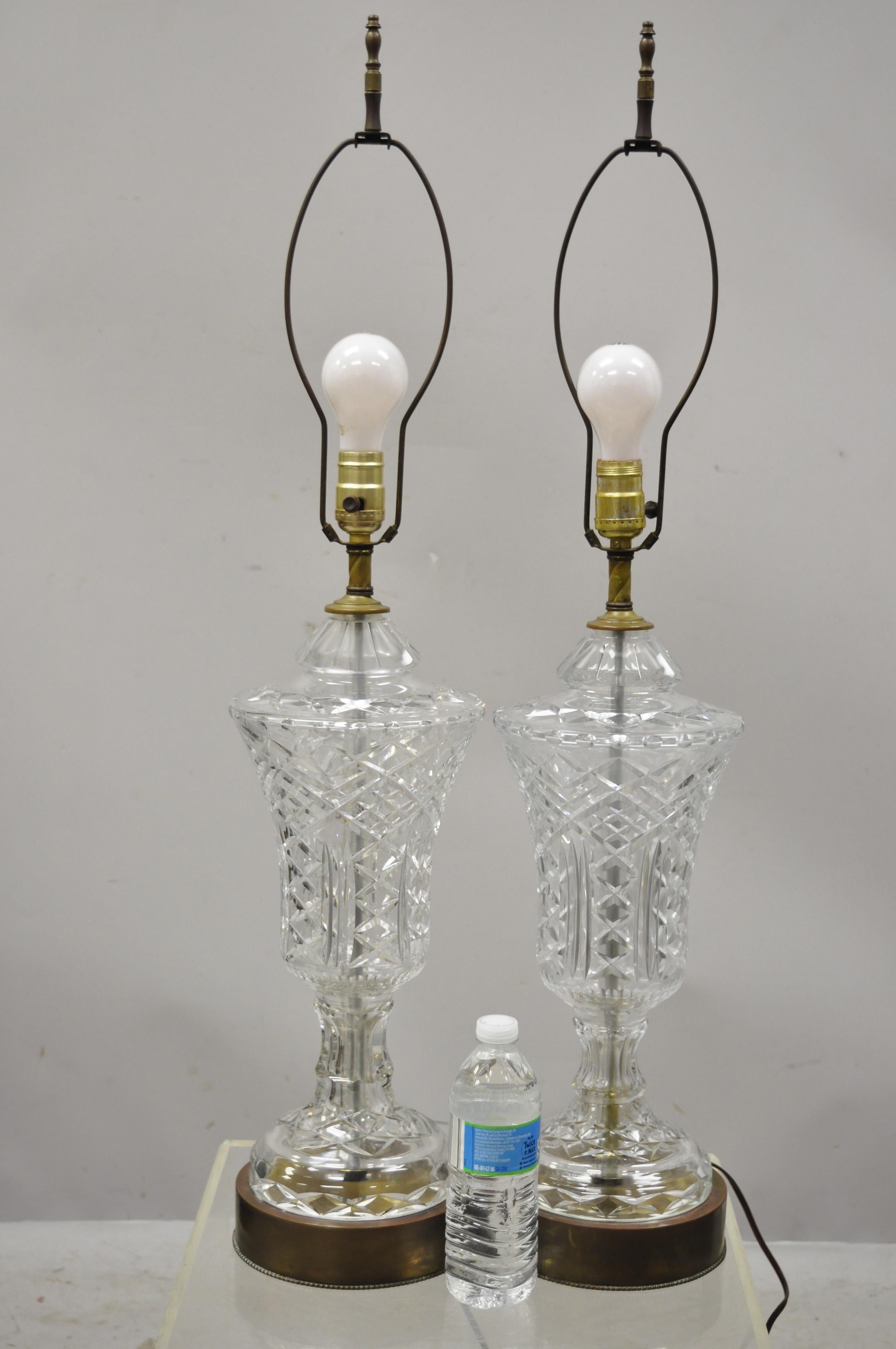 vintage crystal lamp with brass base