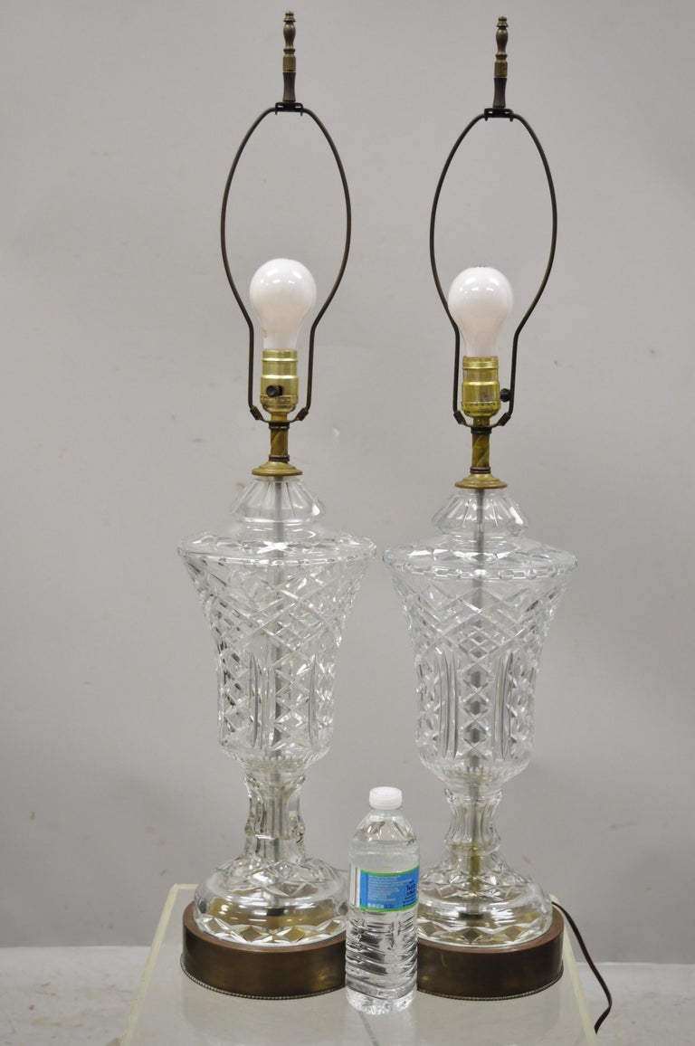 Antique Cut Crystal Glass Urn Form, Cut Glass Urn Table Lamp