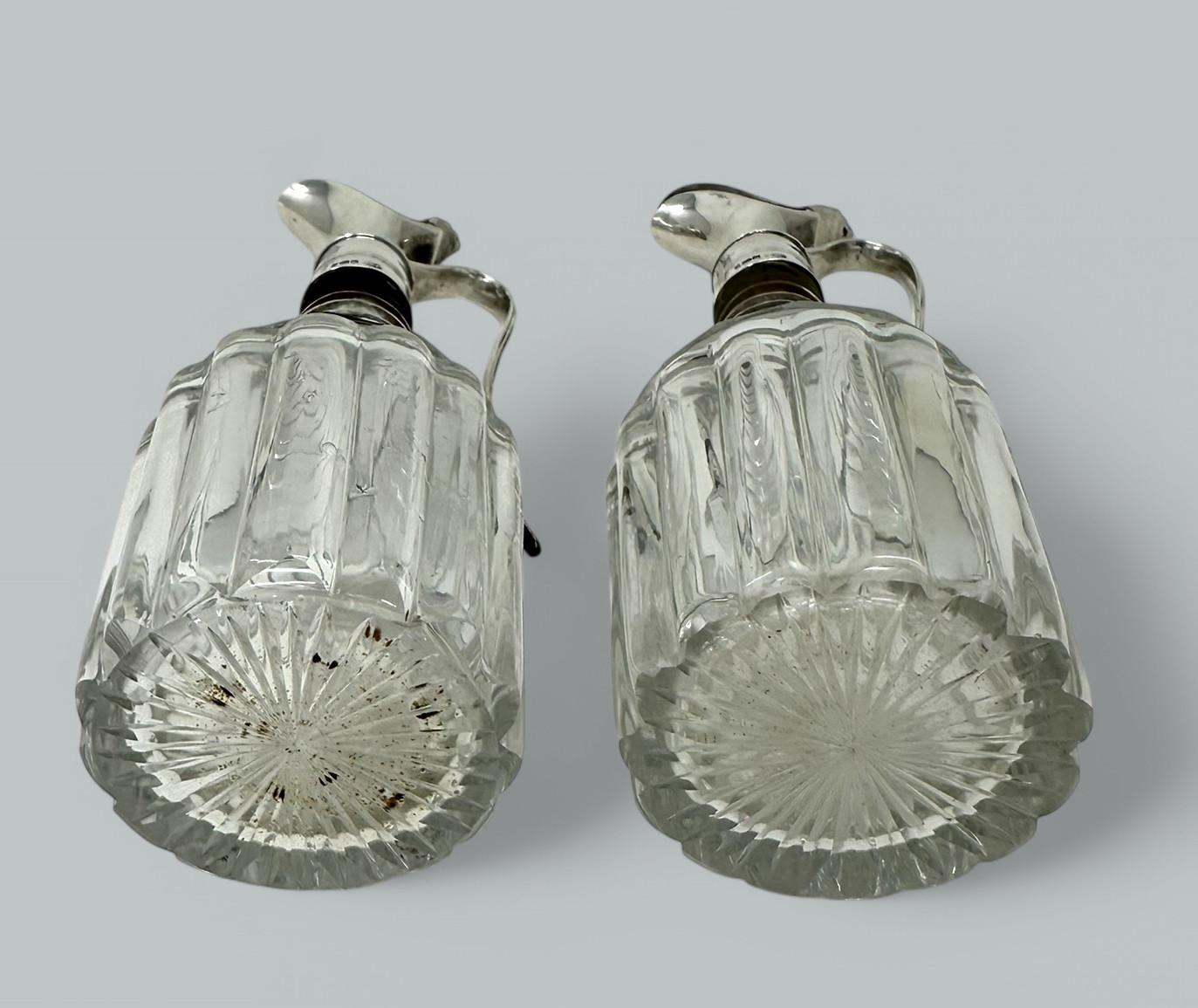 Antiguo juego de vinagreras de plata de ley con cristal tallado 1825 George Piercy en venta 2