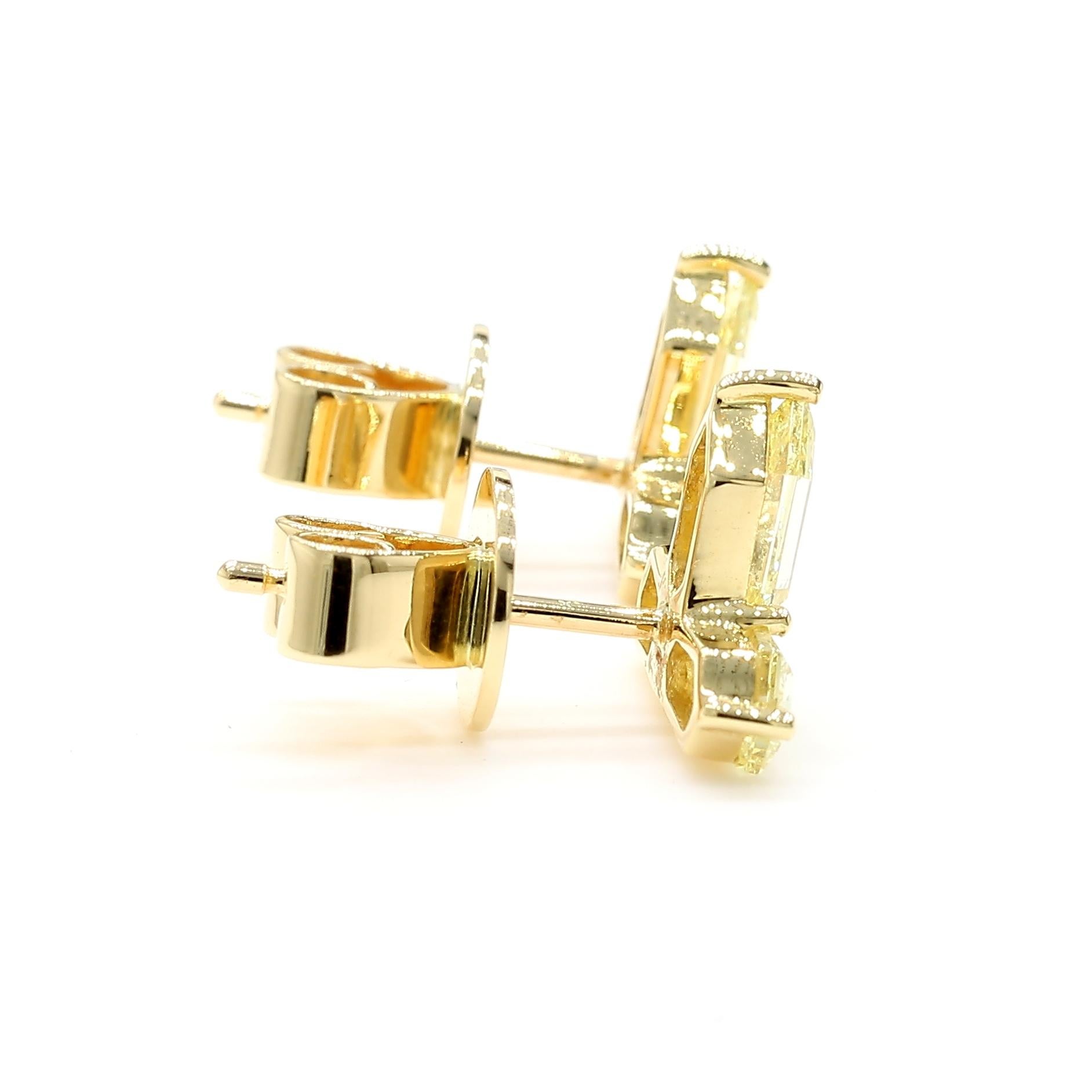 Antique Cut Fancy Yellow Diamond Earrings Natural 18K Yellow Gold *1 of a Kind* In New Condition In New York, NY