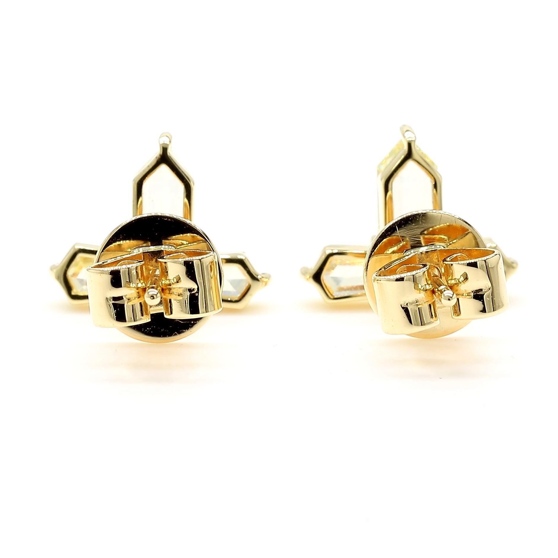 Antique Cut Fancy Yellow Diamond Earrings Natural 18K Yellow Gold *1 of a Kind* 1