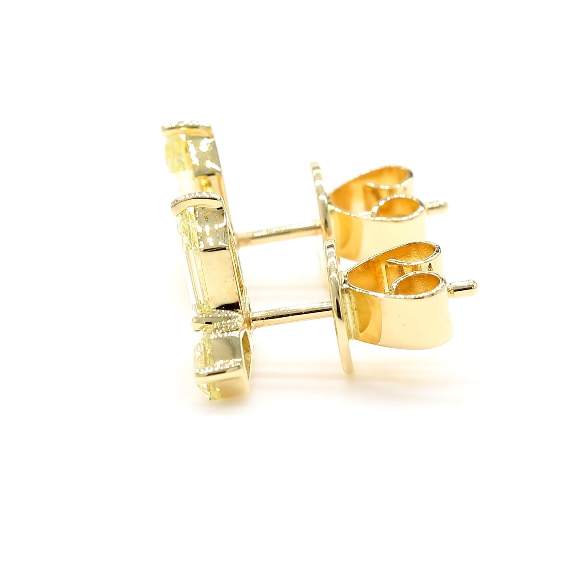 Antique Cut Fancy Yellow Diamond Earrings Natural 18K Yellow Gold *1 of a Kind* 3