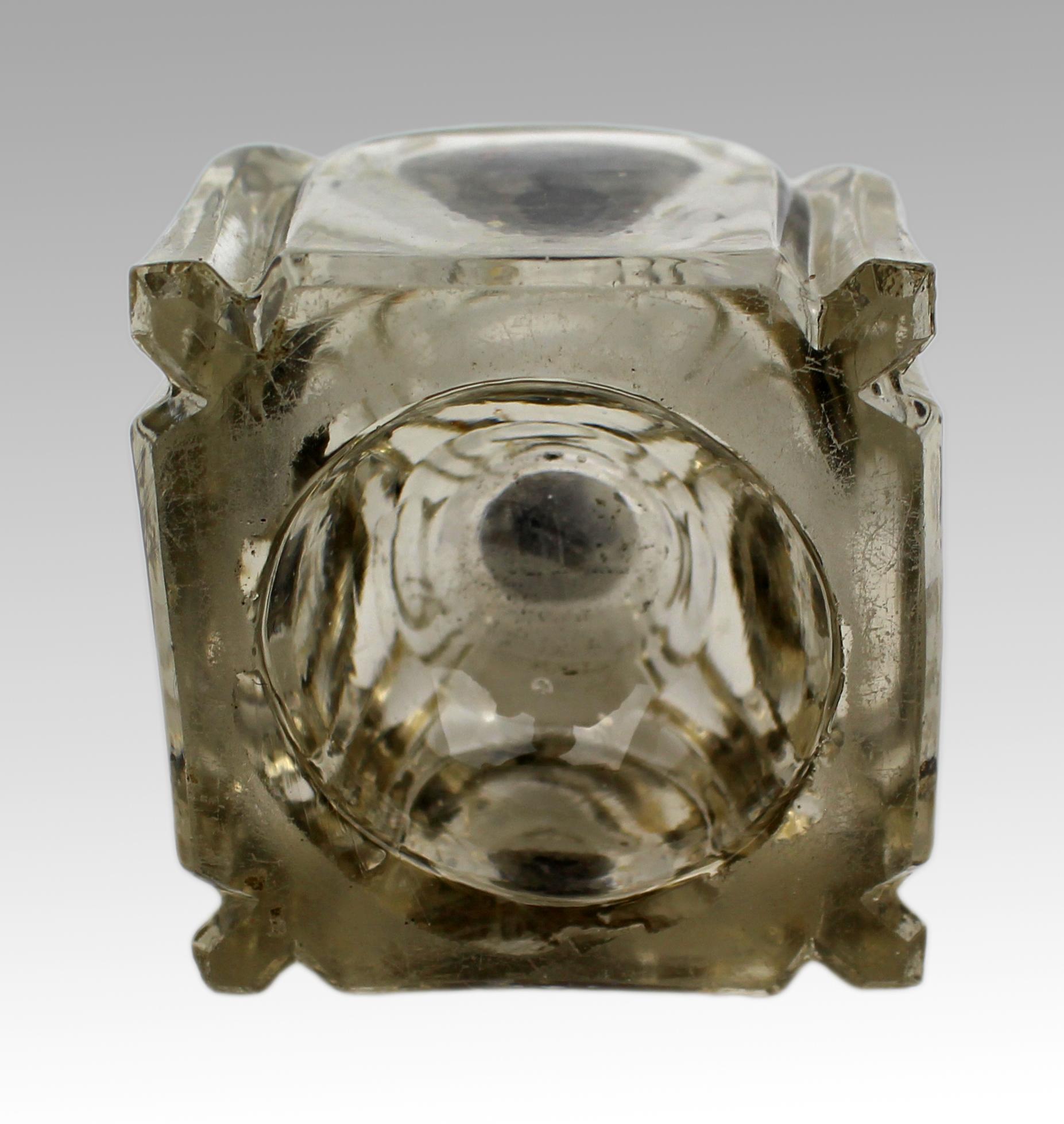 Antique Cut Glass and Brass Crown-Top Inkwell, Early 20th Century (20. Jahrhundert) im Angebot