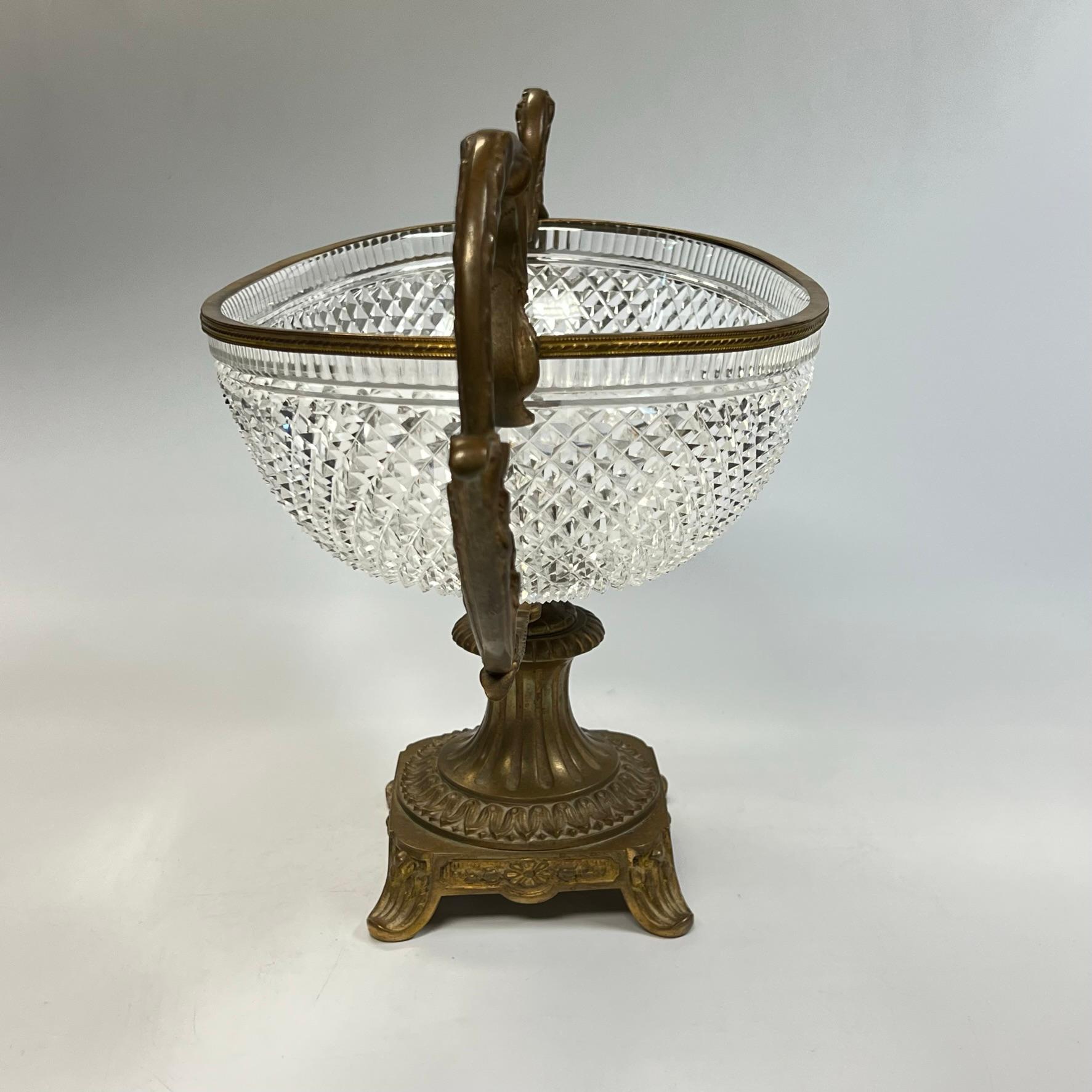 Antique Cut Glass and Bronze Centerpiece Bowl For Sale 6