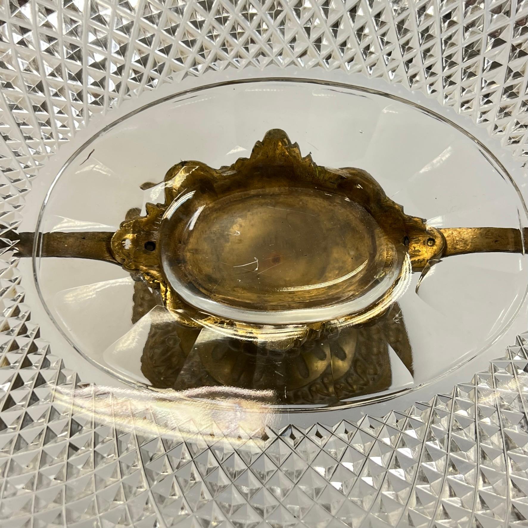 Antique Cut Glass and Bronze Centerpiece Bowl For Sale 9
