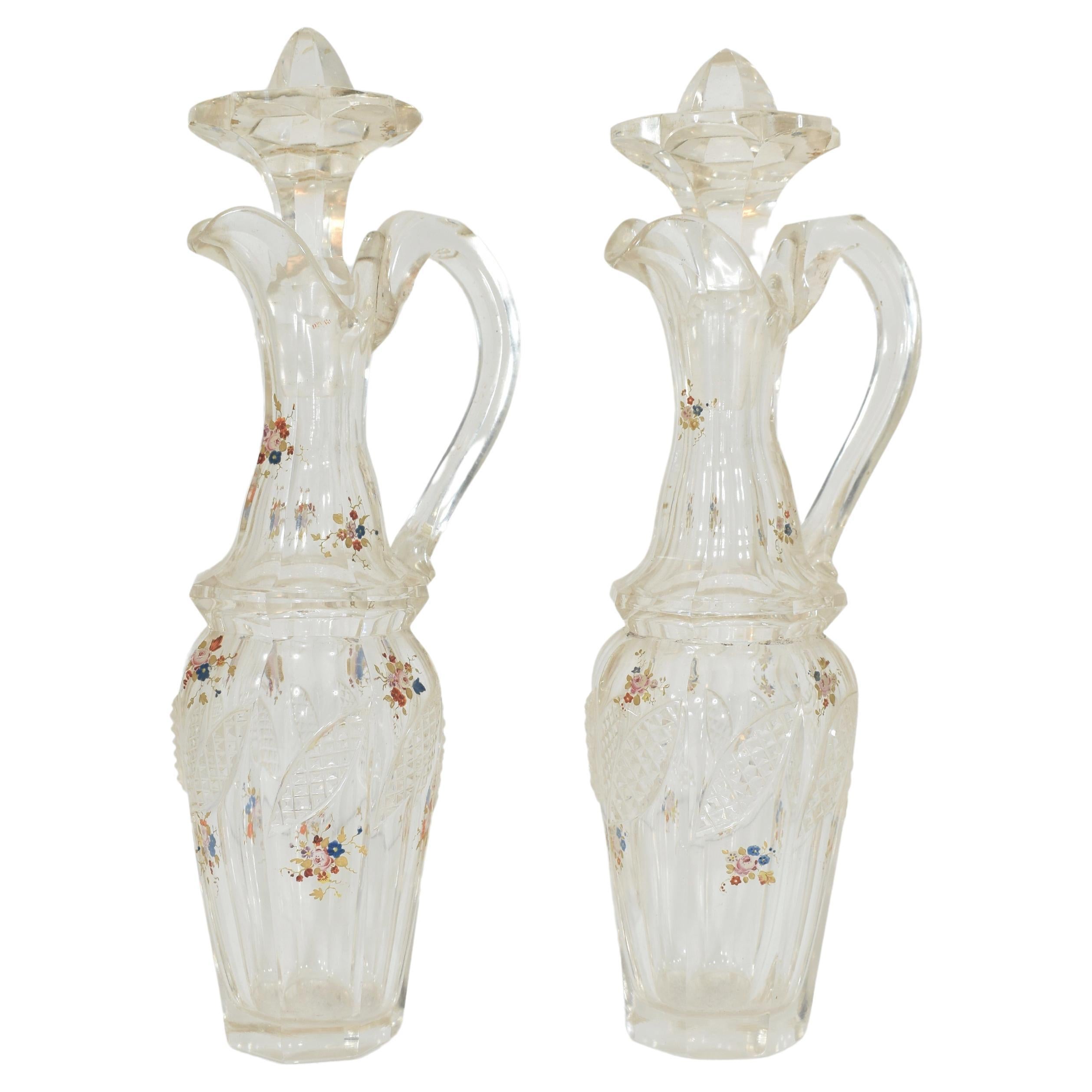 Antique Cut Glass and Metal Oil and Veniger Cruet Set, 19th Century In Good Condition For Sale In Rostock, MV