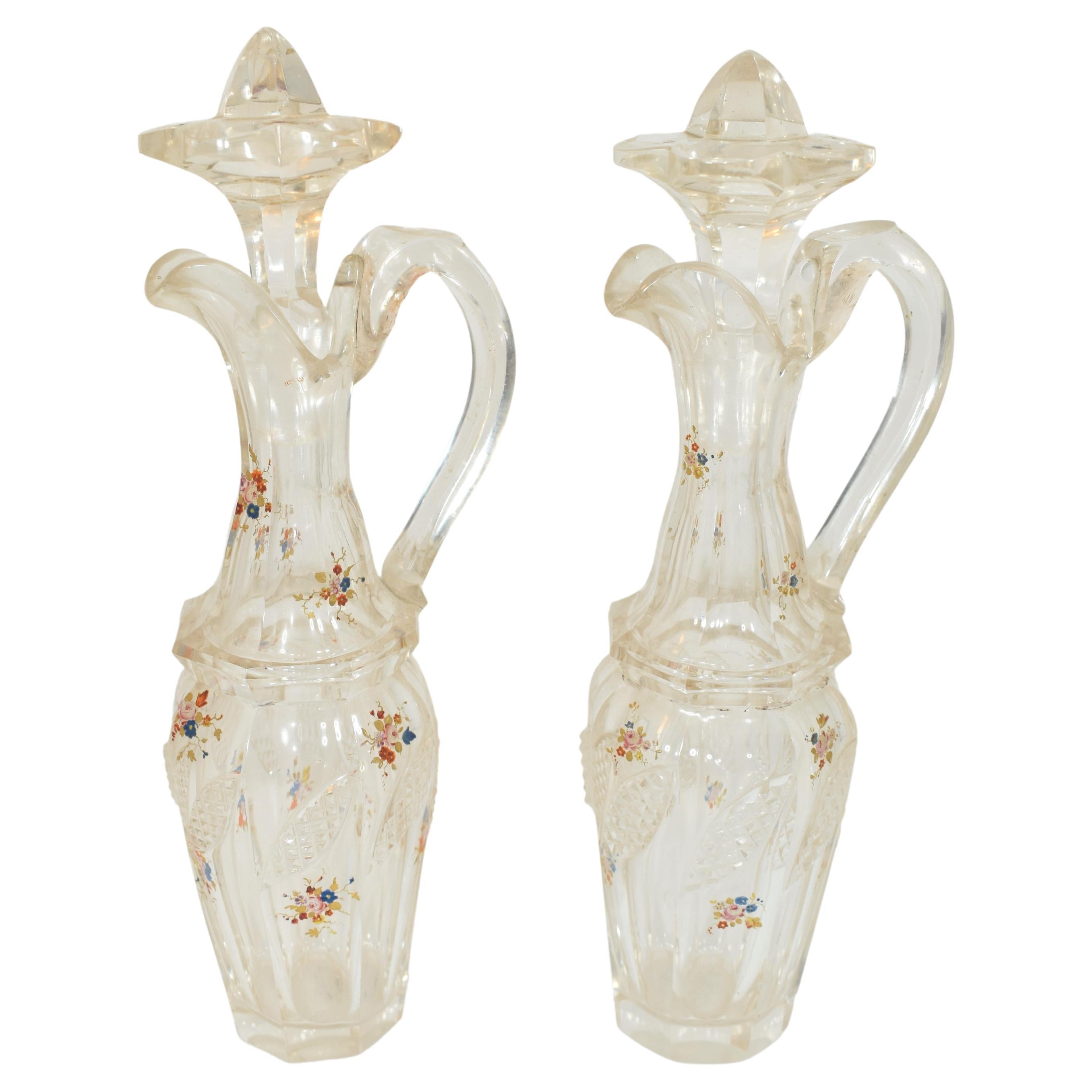 Antique Cut Glass and Metal Oil and Veniger Cruet Set, 19th Century For Sale 1