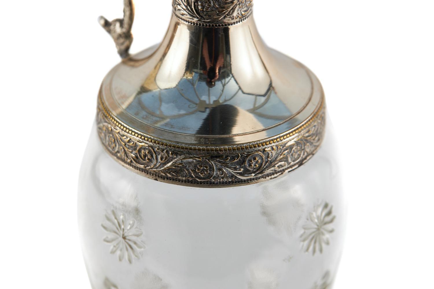 Antique Cut Glass And Silver Plated Claret Jug In Good Condition For Sale In Ipswich, GB