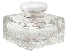 Asprey & Co. Ltd Antique Cut Glass and Sterling Silver Desk Inkwell