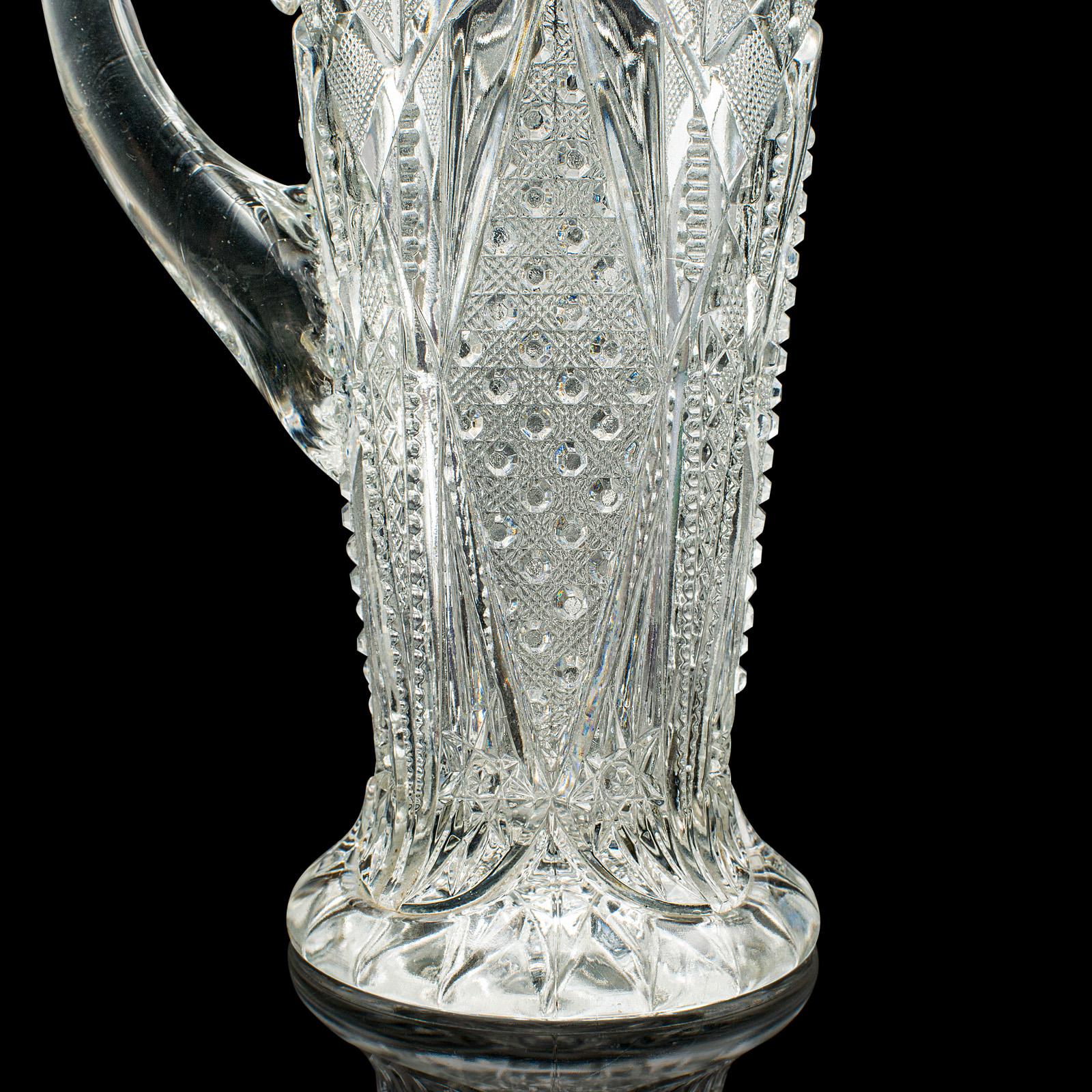 Aiguière de service anglaise ancienne en verre taillé, plaquée argent, style édouardien en vente 2